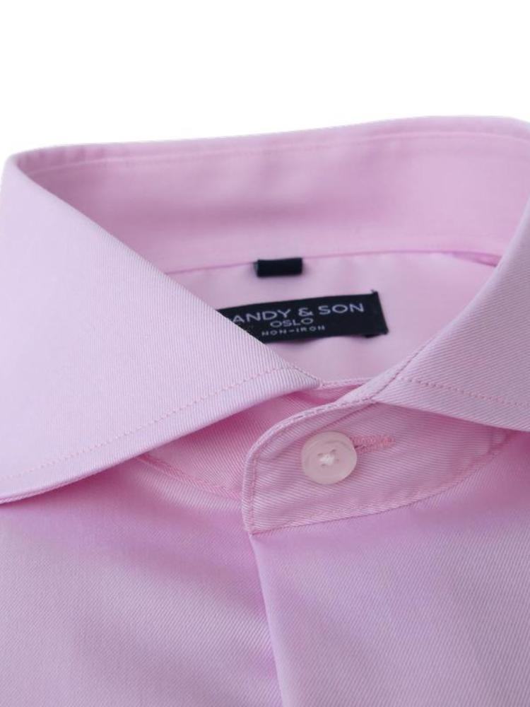 Dandy &amp; Son Cutaway Collar shirt in pink non-iron fabric