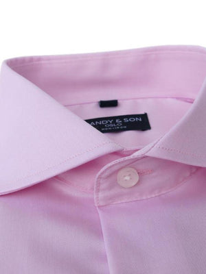 Dandy & Son Cutaway Collar shirt in pink non-iron fabric