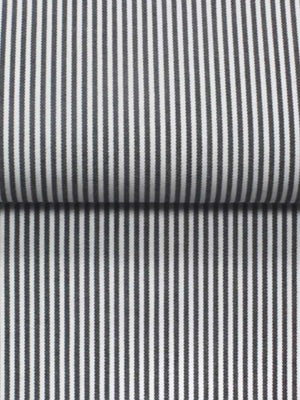 Dandy & Son Extreme Cutaway collar shirt in black stripe cotton close up of fabric