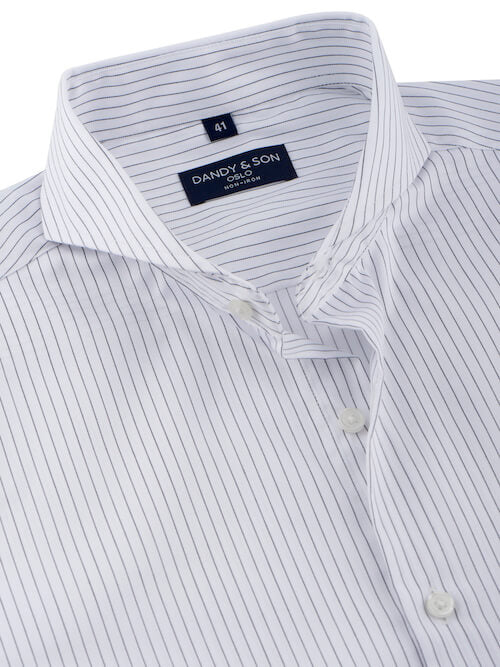 Extreme Cutaway Collar Non-Iron Black Thin Stripes Shirt 40 / US 15.5 Extreme Cutaway Collar Non-Iron Black Thin Stripes Shirt 40 / US 15.5