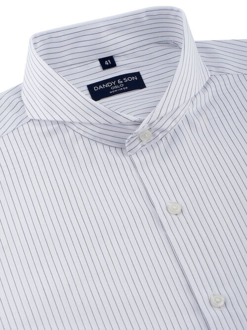 Extreme Cutaway Collar Non-Iron Black Thin Stripes Shirt 40 / US 15.5