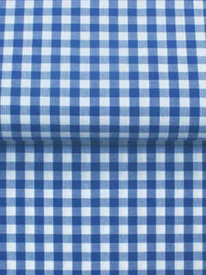 Extreme cutaway collar shirt in blue gingham close up flat lay