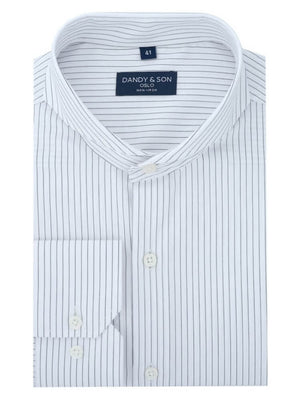 Extreme Cutaway Collar Non-Iron Black Thin Stripes Shirt flat lay