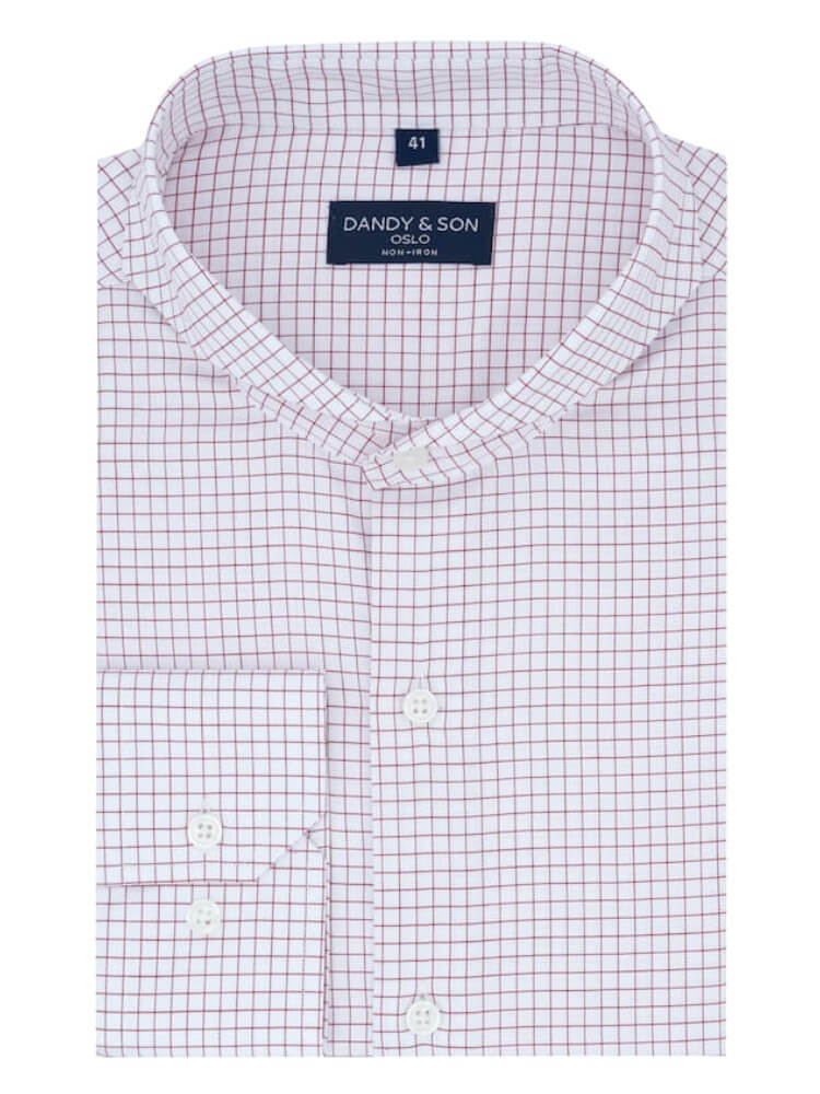 Extreme Cutaway Collar Non-Iron Red Light Grid Shirt 44 / US 17.5