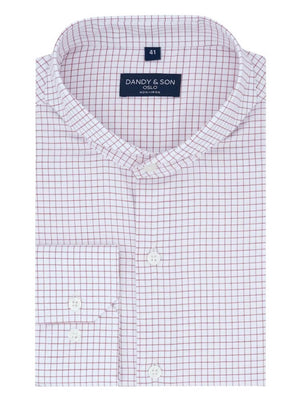 Extreme Cutaway Collar Non-Iron Red Light Grid Shirt flat lay