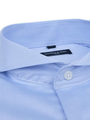 Dandy & Son Extreme Cutaway collar shirt in light blue non-iron fabric