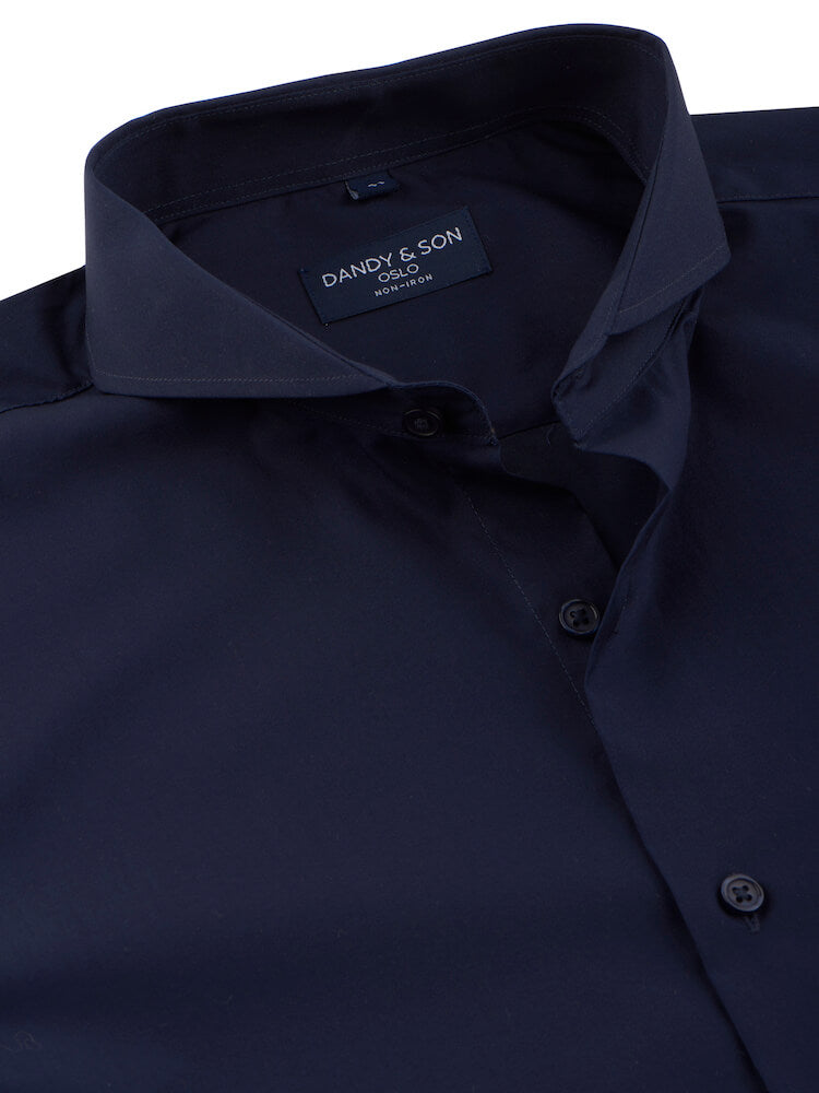 Extreme Cutaway Collar Navy Easy-Iron Shirt 45 / US 18 Extreme Cutaway Collar Navy Easy-Iron Shirt 45 / US 18