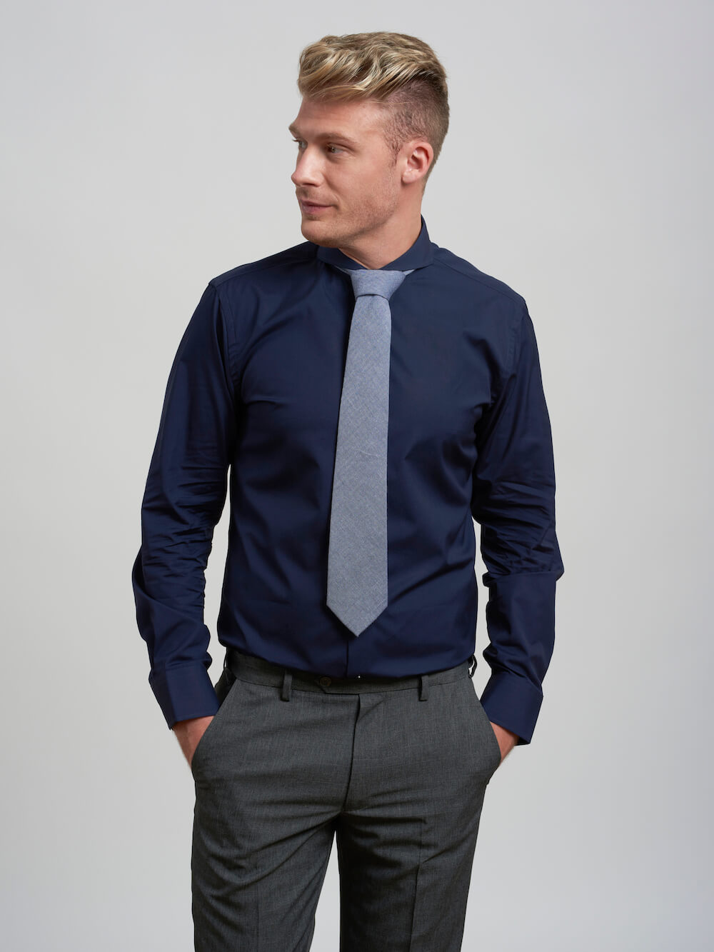 Extreme Cutaway Navy Easy Iron Shirt DANDY SON