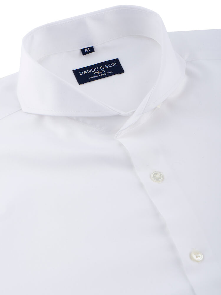 mens white dress shirt no collar Non-Iron Twill Dress Shirt | White