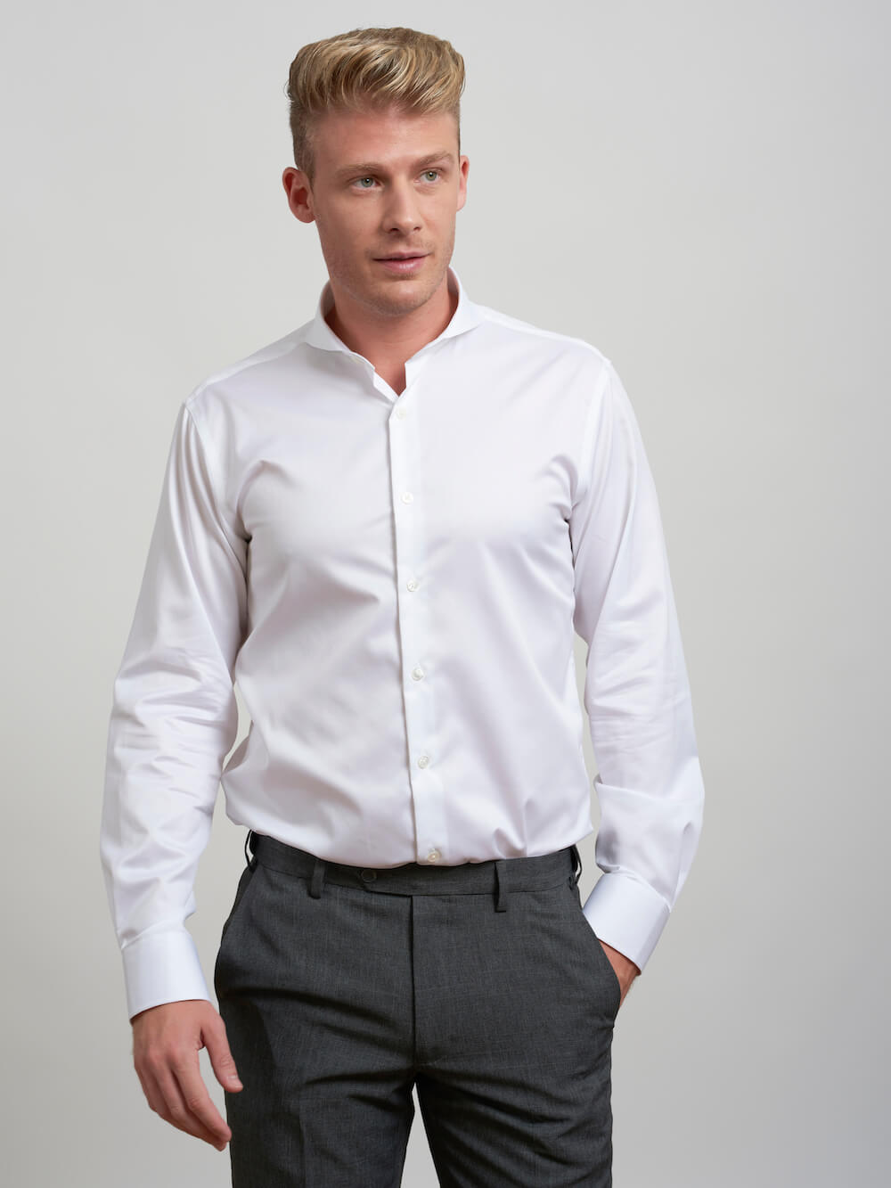 Extreme Cutaway Non-Iron White Premium Shirt - DANDY & SON Extreme Cutaway Non-Iron White Premium Shirt - DANDY & SON