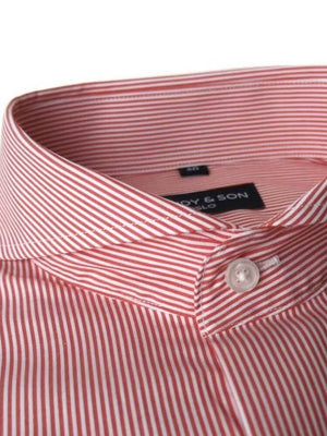 Dandy & Son Extreme Cutaway collar shirt in orange stripes