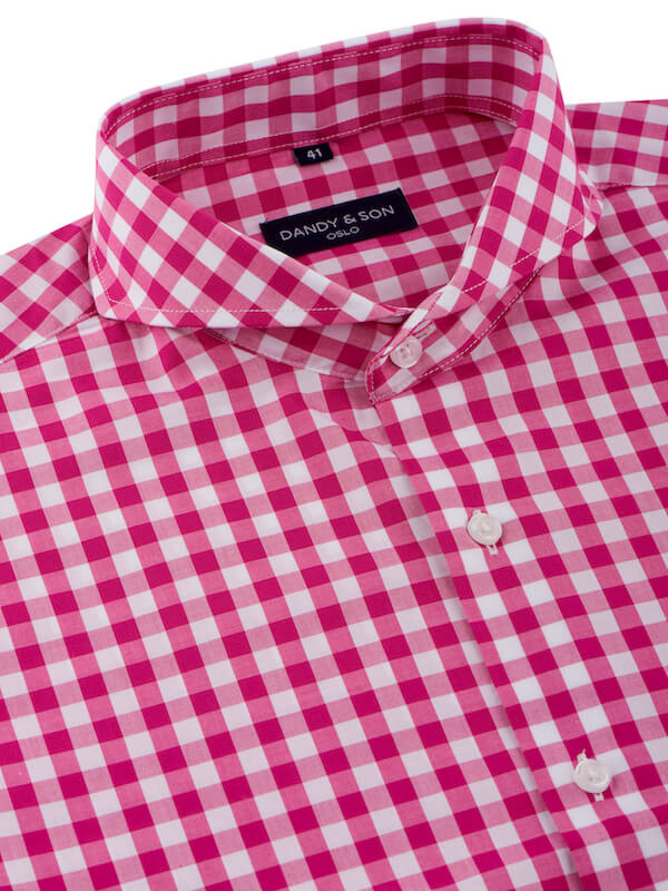 Pink and top white gingham shirt