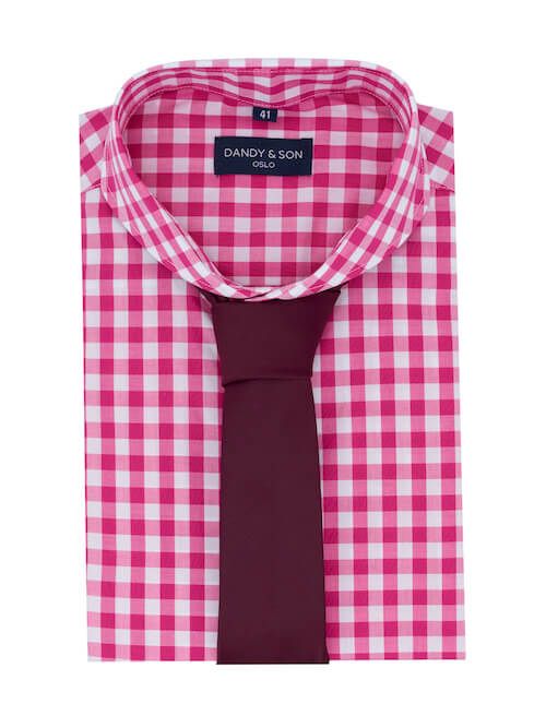 Pink gingham shirt tie outlet