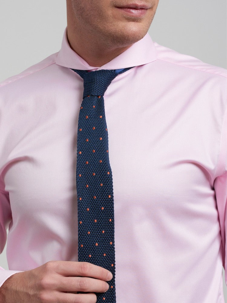 Dandy & Son Extreme Cutaway collar shirt in pink non-iron french cuffs