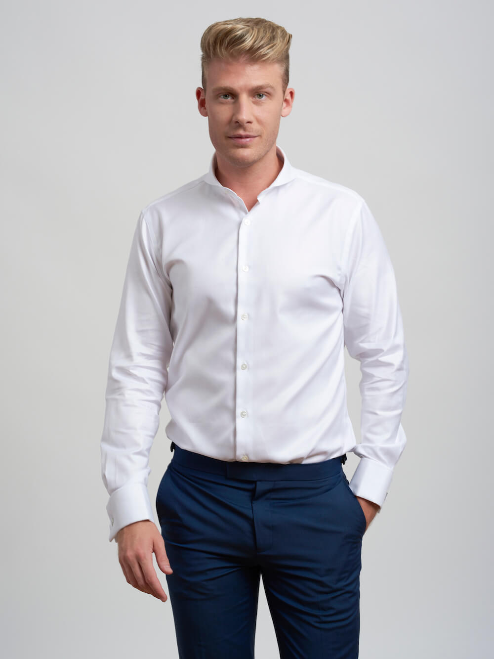 Extreme Cutaway White Premium Weave Shirt French Cuff