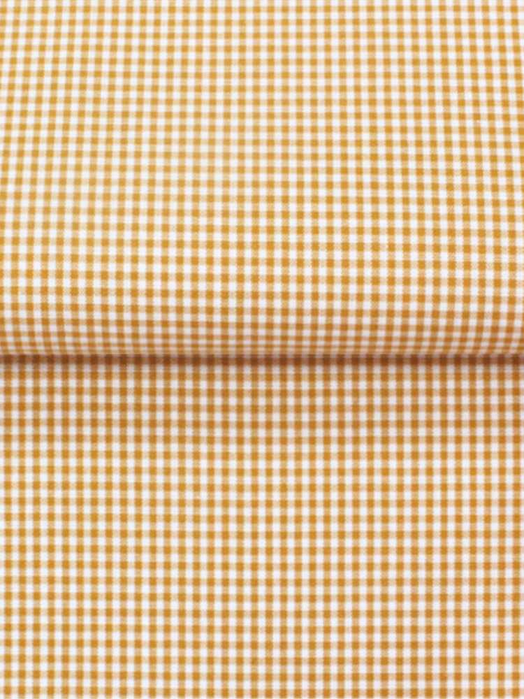 Dandy &amp; Son Extreme Cutaway collar shirt in yellow grid cotton flat lay close up