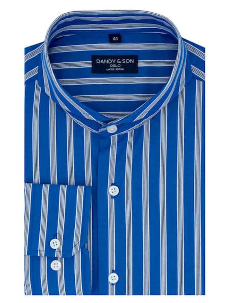 Limited Edition Extreme Cutaway Blue With White Black Stripes Shirt