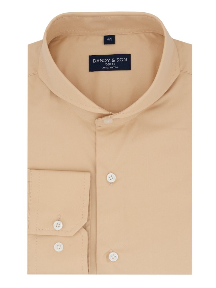 sand color dress shirt Men's Slim Fit Solid Color Dress Shirt (Beige) Beige / Large/16-16.5 Neck/32-33 Sleeve