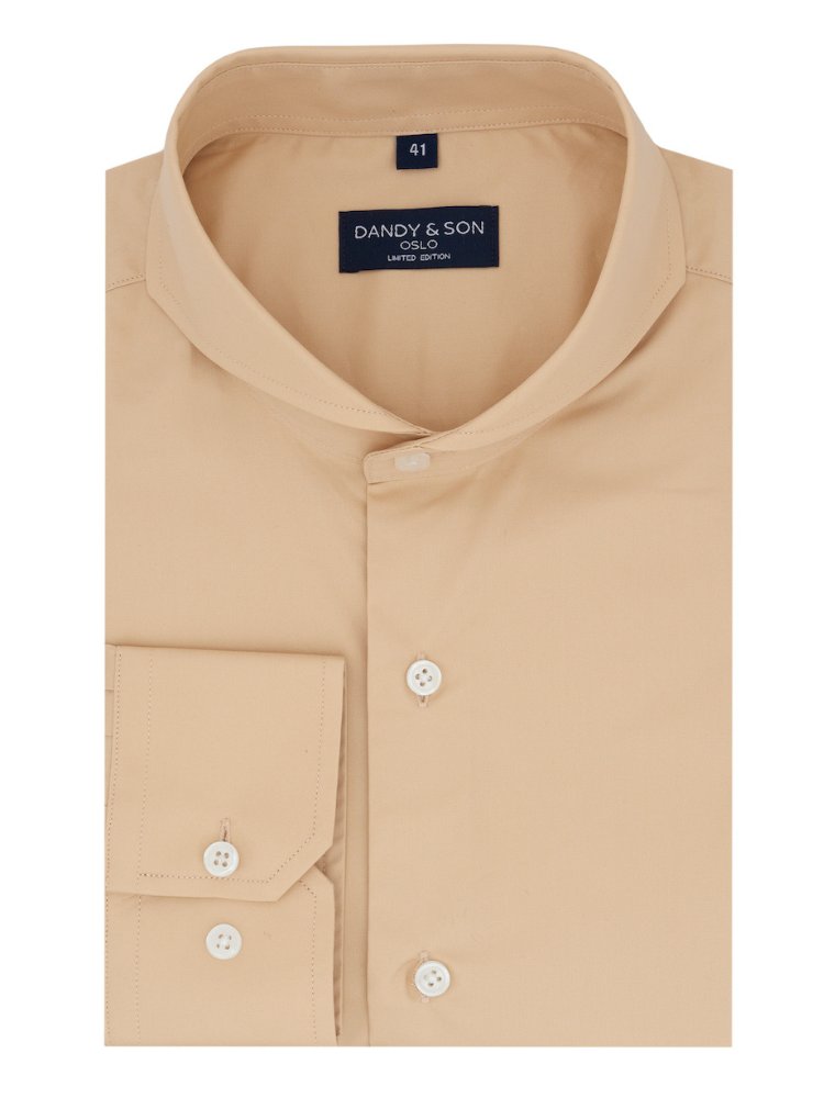 Limited Edition Extreme Cutaway Beige Cotton Shirt Flat Lay