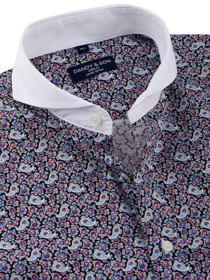 Limited Edition Extreme Cutaway Collar Paisley Contrast Shirt Flat Lay Angle Close Up