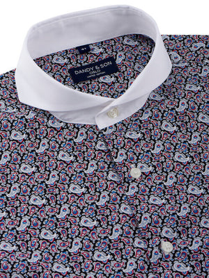 Limited Edition Extreme Cutaway Collar Paisley Contrast Shirt Flat Lay Close up