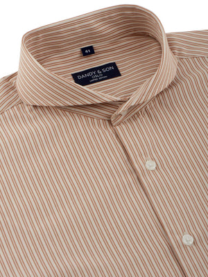 Limited Edition Extreme Cutaway Pink Peach With Stripes Shirt Close Up Buttoned Up