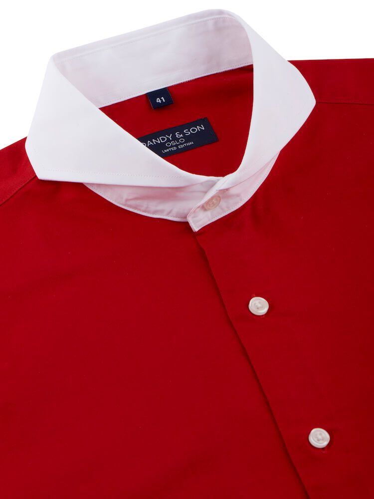 Limited Edition Extreme Cutaway Collar Red Contrast Shirt Main Flat Lay