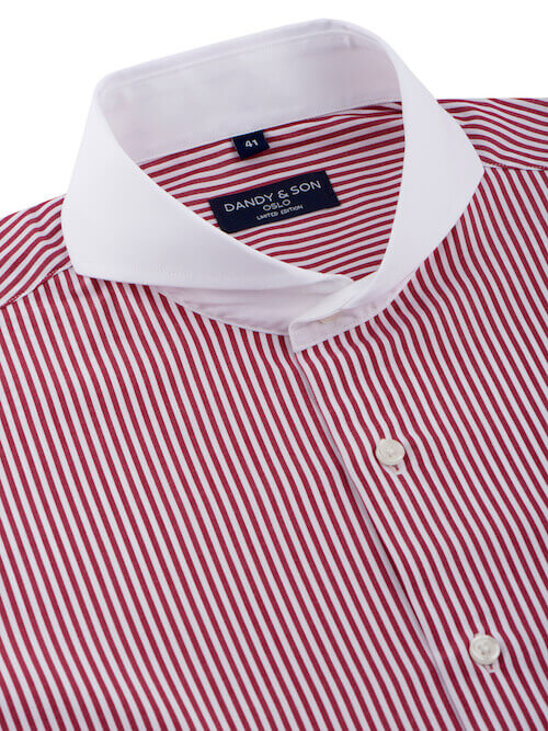 Limited Edition Extreme Cutaway Collar Red Striped Contrast Shirt Flat Lay