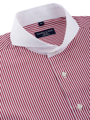Limited Edition Extreme Cutaway Collar Red Striped Contrast Shirt Flat Lay Close Up