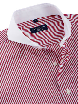 Limited Edition Extreme Cutaway Collar Red Striped Contrast Shirt Flat Lay Close Up