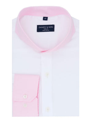 limited edition shirt with extreme cutaway white and pink contrast collar detail