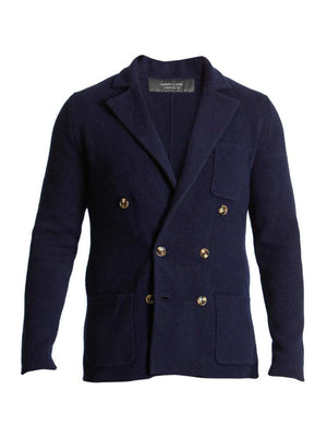 Double breasted knitted cashmere jacket for men