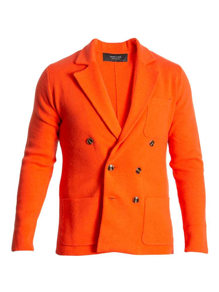 Double breasted knitted cashmere jacket for men