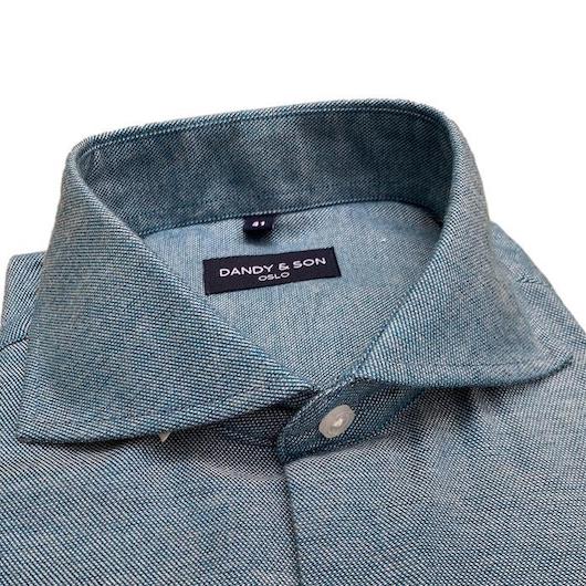 Dandy & Son Cutaway Collared shirt in blue gracell fabric