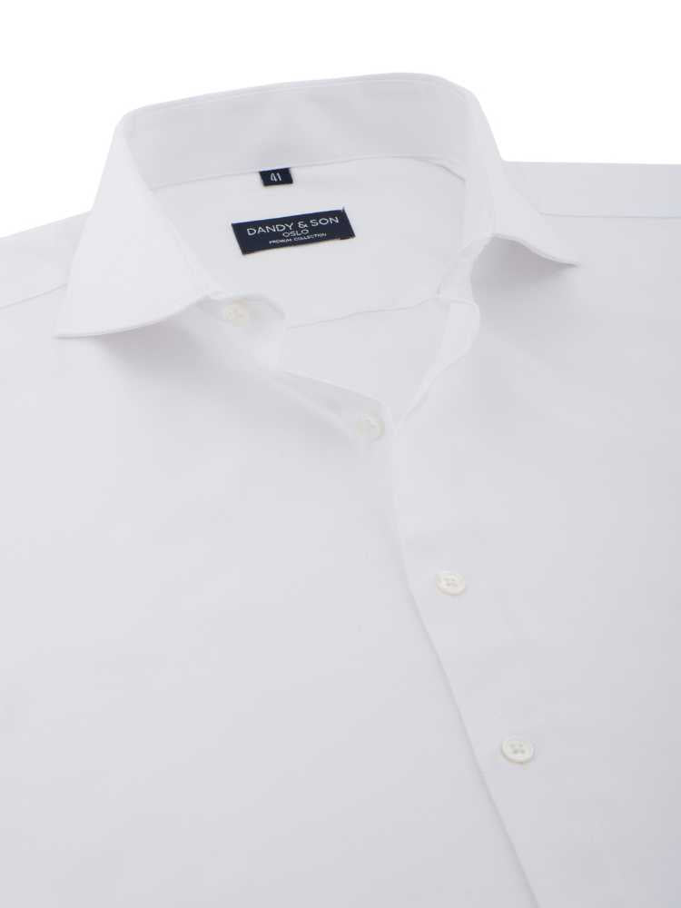 Dandy &amp; Son Cutaway Collared shirt in premium weave with french cuff white unbuttoned