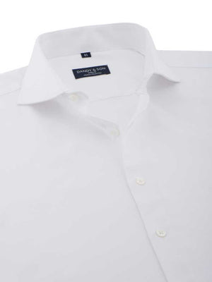 Dandy & Son Cutaway Collared shirt in premium weave with french cuff white unbuttoned