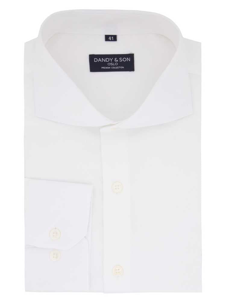 Dandy &amp; Son Cutaway Collar shirt in white premium fabric