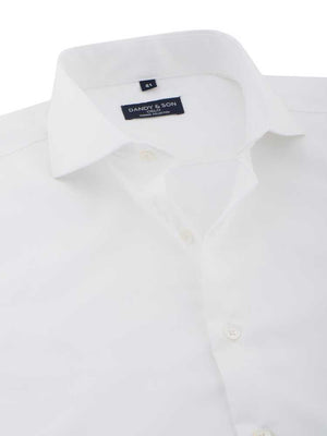 Dandy & Son Cutaway Collar shirt in white premium fabric unbuttoned