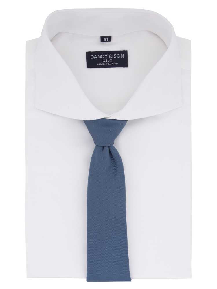 Dandy &amp; Son Cutaway Collar shirt in white premium fabric with tie