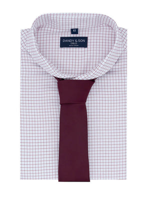 Extreme Cutaway Collar Non-Iron Red Light Grid Shirt with tie