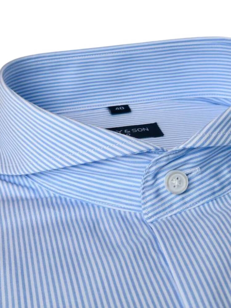Extreme Cutaway Classic Blue Striped Shirt - DANDY & SON Extreme Cutaway Classic Blue Striped Shirt - DANDY & SON