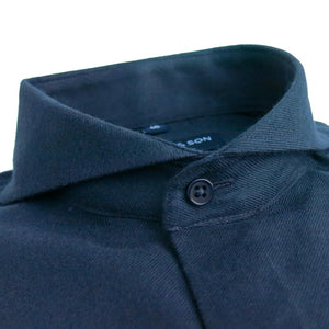Dandy & Son Extreme Cutaway shirt in navy tencel fabric