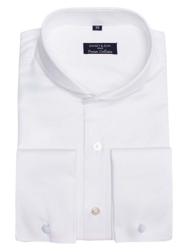 Extreme Cutaway White Premium Weave Shirt French Cuff - DANDY & SON