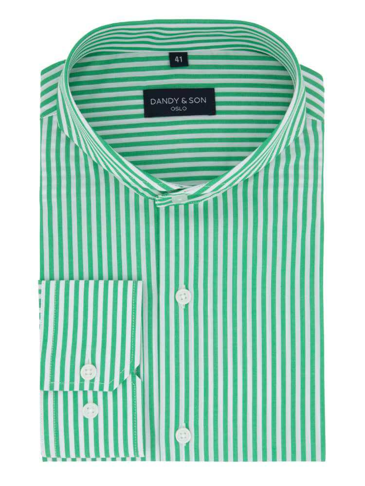 Green striped collared best sale shirt