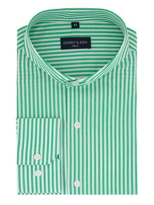 Extreme Cutaway Big Lime Green Stripes Shirt - DANDY & SON Extreme Cutaway Big Lime Green Stripes Shirt - DANDY & SON
