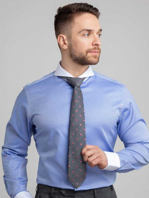extreme cutaway contrast collar shirt royal blue premium cotton flat lay on model with tie