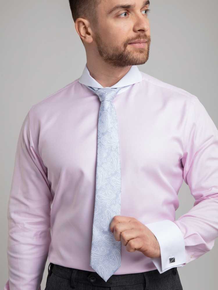 Pink dress shirt with white collar and cuffs store