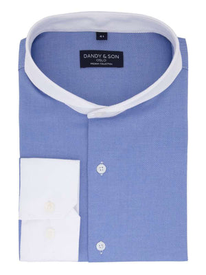 extreme cutaway contrast collar shirt royal blue premium cotton flat lay 
