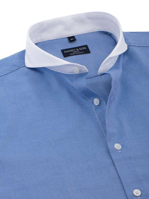 extreme cutaway contrast collar shirt royal blue premium cotton flat lay 