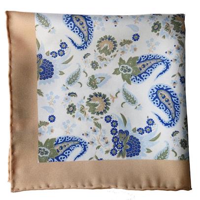 Dandy &amp; Son Pocket Square light paisley 100% silk